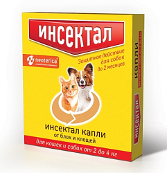 Инсектал капли от клещей и блох для кошек и собак от 2-4 кг N101 (Неотерика)