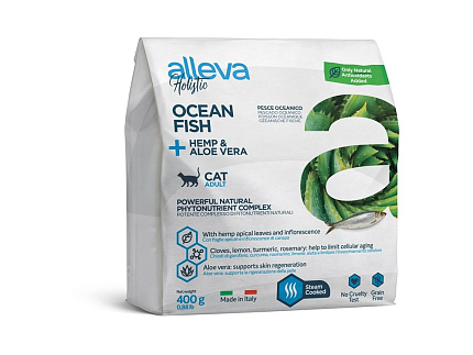 Alleva Holistic Cat Adult сухой корм для взрослых кошек с океанической рыбой, коноплей 0,4 кг 12082