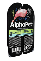 AlphaPet (АльфаПет) влажный корм для кошек с чувствительным пищеварением кролик и черника 80 г