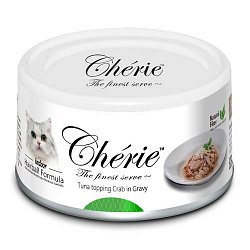 PETTRIC Cat Cherie-Hairrball Control консервы для взрослых кошек Тунец с мясом краба в подливе  80 г
