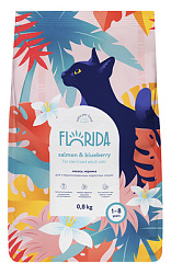 FLORIDA(Флорида)сухой корм для взрослых стерилизованных кошек с Лососем и Черникой 800 г