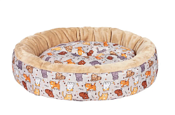Лежанка круглая ДИЗАЙН АРТ M 50х50х15 Rich Breed ЛД-52 КОТИКИ-ТРЕУГОЛЬНИКИ