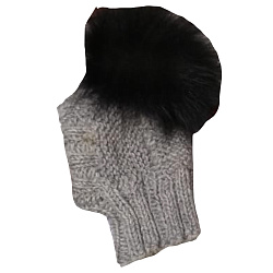 Шапка серая натуральный помпон 20-26 см Hand Made