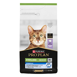 PRO PLAN (Про План) STERILISED LONGEVIS сухой корм для стерилизованных кошек +7лет с индейкой, 1.5кг