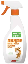 УМНЫЙ СПРЕЙ ликвидатор пятен, меток и запаха д/кошек 500 мл (Апиценна)
