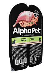AlphaPet (АльфаПет) влажный корм для стерилизованных кошек кролик паштет 80 г