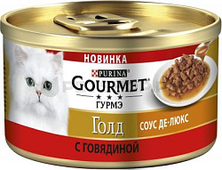GOURMET GOLD Соус Де-люкс влажный корм для взрослых кошек с говядиной 85 г PR12383454