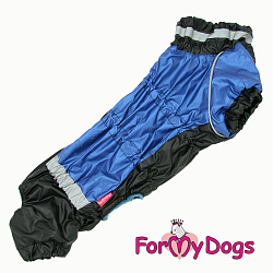 FOR MY DOG Комбинезон утепленный черный/синий для таксы мальчиков размер спины 39 см, грудь 43 см