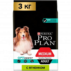 PROPLAN ADULT DIGESTION для взрослых собак ягненок 3 кг