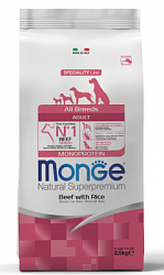 Monge Dog Monoprotein All Breeds Beef and Rice корм д/собак всех пор. говядина/рис 2,5кг 70004947