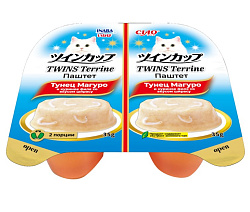 INABA CIAO Паштет для кошек TWINS Terrine Тунец Магуро и куриное филе со вкусом ширасу,70г (35г*2шт)