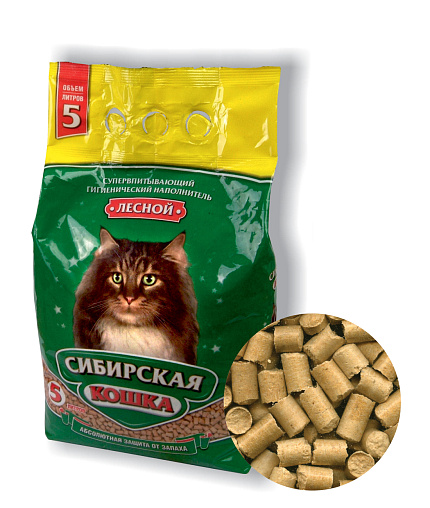Наполнитель Сибирская кошка Лесной древ гранулы 20 л 00023814