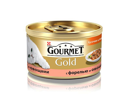 GOURMET GOLD влажный корм для взрослых кошек форель-овощи 85 г PR12109500