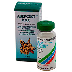 Аверсект К&С раствор для инъекций 0,5% для кошек и собак, 5 мл, Фармбиомедсервис