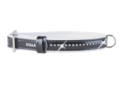 Ошейник "Collar Brilliance"  с маленькими стразами (ширина 15 мм, длина 27-36 см) черно-белый 3033