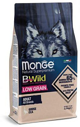 Monge Dog  BWild Low Grain корм для взрослых собак из мяса гуся 2,5 кг 70012102
