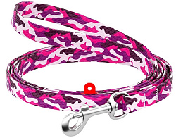 Поводок  WAUDOG Nylon с рис."Розовый камо" (ширина 10мм, длина 122см)  5242
