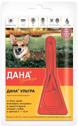 Дана Ультра капли от клещей и блох для собак 5-10 кг 1 пипетка, Апиценна
