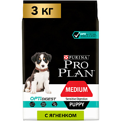PROPLAN PUPPY MEDIUM SENSITIVE для щенков сред.пород ягн./рис 12 кг