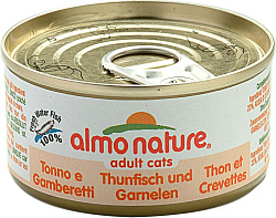 Almo Nature консервы для кошек с тунцом и креветками ж/б 70 г 26495