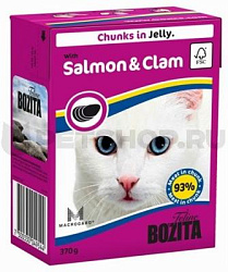 "BOZITA" тетра пак консервы для кошек 370 г (лосось мидии) 4954/4920