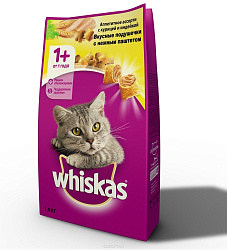 WHISKAS® (Вискас) сухой корм для кошек от 1 года Аппетитное ассорти курица/индейка 1,9 кг