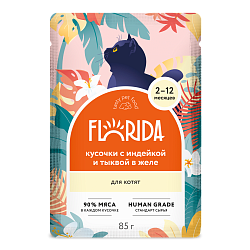 Florida (Флорида) Cat влажный корм для котят индейка с тыквой в желе 85 г