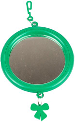 Дарэленд Зеркало д/птиц, малое круглое с пластиковым подвесом, изумрудное