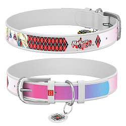 Ошейник WAUDOG Design с QR паспортом "Харли Квинн", Ш 20 мм, Дл 29-38 см белый 0020-1002-15