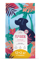 FLORIDA DOG Сухой корм для щенков малых пород с ягненком и грушей 12+2 кг