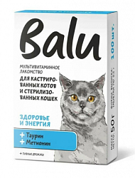 Лакомство мультивит. для кастр.котов и стер.кошек "здор. и энерг." 100 таб Balu (Балу)
