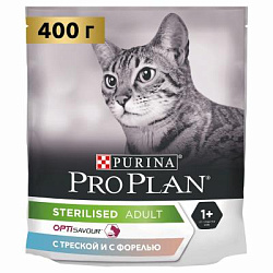 PROPLAN STERILISED кошек с треской и форелью 400 г 