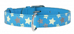 Ошейник Collar Glamour с узором Звездочка шир 12мм дл 21-29см синий 35842