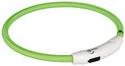 Мигающий ошейник для собак USB L-XL 65 см, нейлон зеленый 12702 Trixie