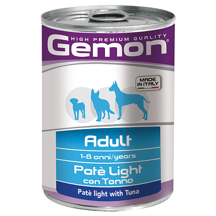 Gemon Dog Light консервы для собак облегченный паштет тунец 400г 
