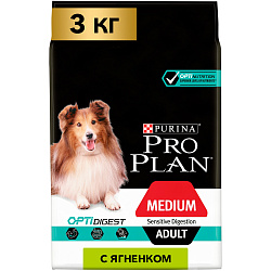 PROPLAN ADULT DIGESTION для взрослых собак ягненок 3 кг 12450113