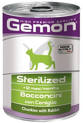 Gemon Cat Sterilized консервы для стерилизованных кошек кусочки кролика 415 г 70300711