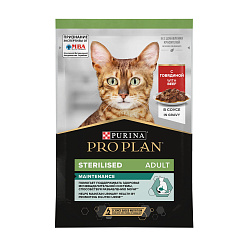 PRO PLAN (Про План) STERILISED влажный корм для стерилизованных кошек с говядиной в соусе, 85 г