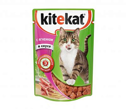 Kitekat (Китекат) влажный корм для кошек с ягненком в соусе, 85 г. пауч