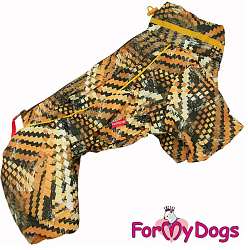 FOR MY DOGS Комбинезон утепленный на шелке желто/коричневый для девочек размер спины 36 см, грудь 48