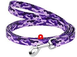 Поводок  WAUDOG Nylon с рис."Фиолетовый камо" (ширина 10мм, длина 122см)  5243