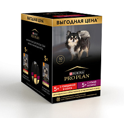 PROPLAN влажный корм для взрослых собак мелких пород Говядина/КУР 10*85г