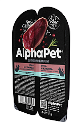 AlphaPet Superpremium влажный корм для кошек с чувствительным пищеварением утка/клюква соус 15*1 80г