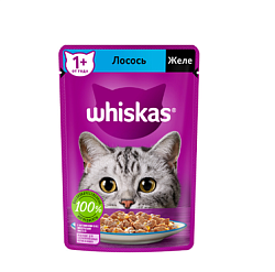 WHISKAS® (Вискас) влажный корм для кошек от 1 года желе с лососем 75 г пауч 10233118