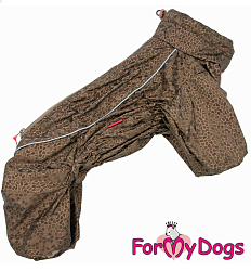 FOR MY DOG Дождевик на шелке коричневый для девочек размер спины 30 см, грудь 40 см