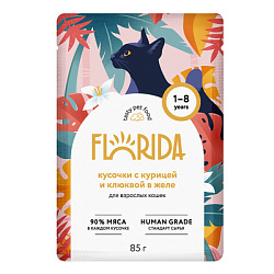Florida Cat влажный корм для кошек курица с клюквой в желе 85 г