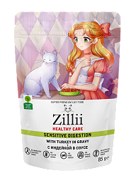 ZILLII (Зилли) влажный корм для кошек для чувствительного пищеварения индейка в соусе 85 г