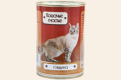 Кошачье Счастье ж/б консервы для взрослых кошек Говядина 20*410 г