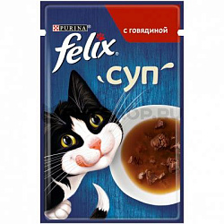 FELIX Суп влажный корм для взрослых кошек говядина 48 г 12378667