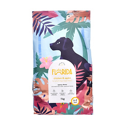 FLORIDA DOG Сухой корм для взрослых собак крупных пород с курицей и яблоком 1 кг 53923